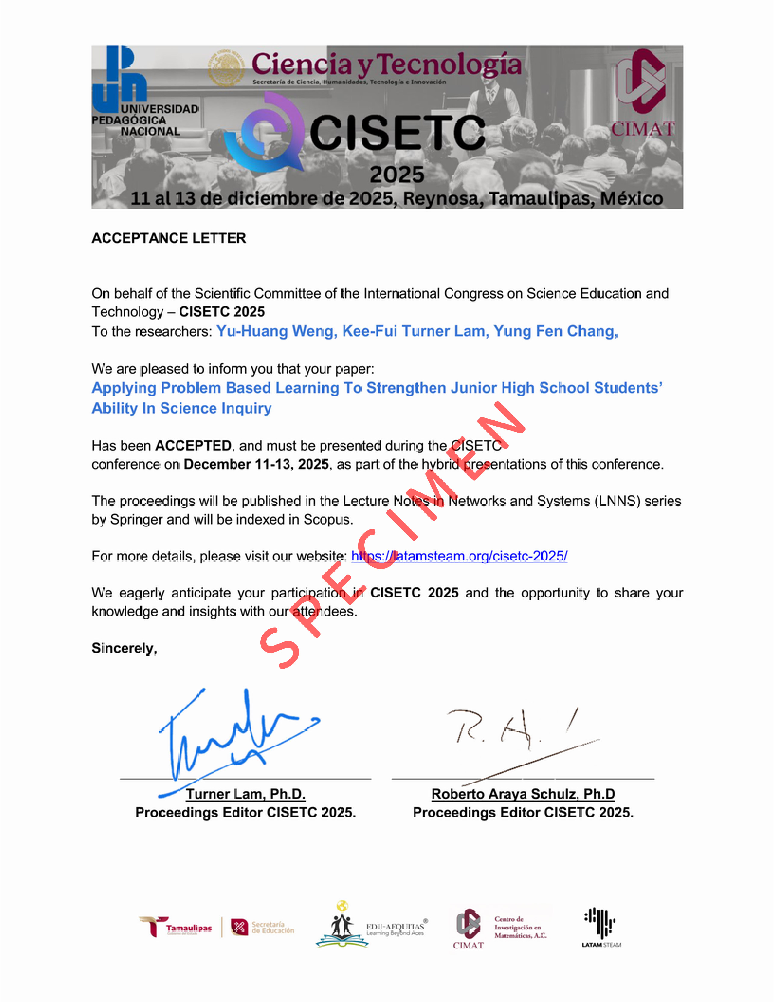 Certificate of Paper Presentation